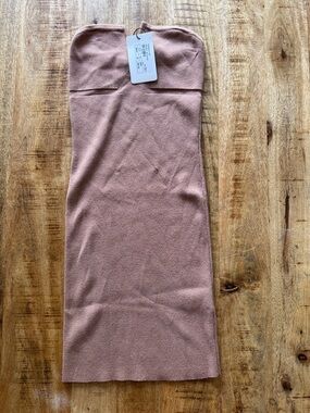 Federica Tosi Made in Italy Strapless Mini knit dress nude brown tan NWT flawed